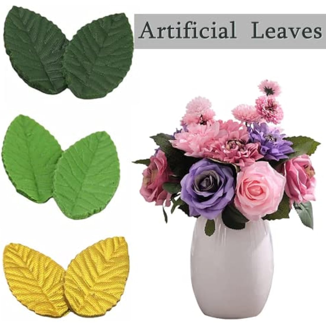 100 PCS Artificial Silk Rose Leaves for Crafts & Wedding Decor