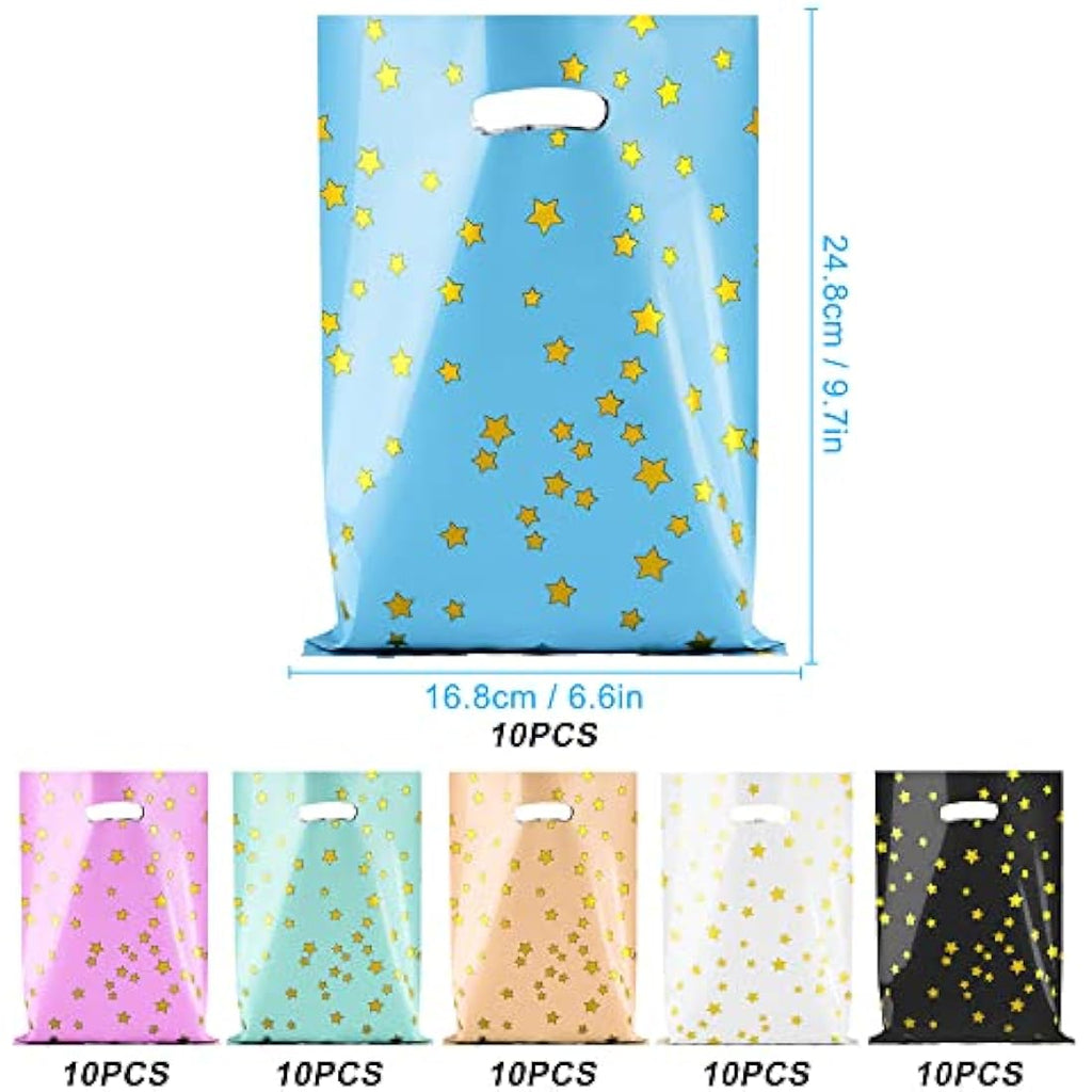 Jolof Store 60 Pcs Starry Party Favor Bags with Handles and Stickers