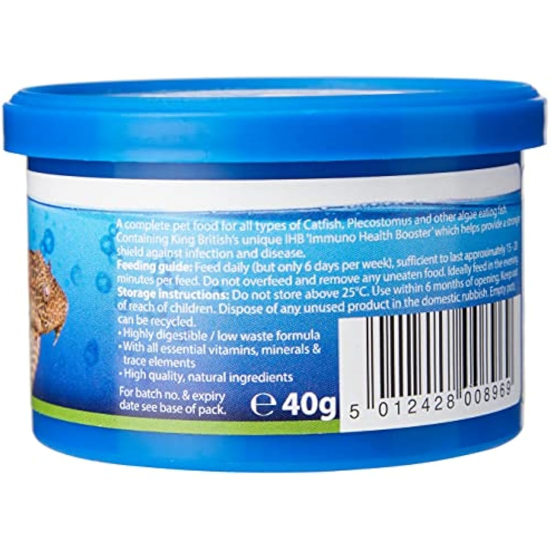 King British Algae Wafers - Sinking Spirulina Fish Food for Catfish, 40g