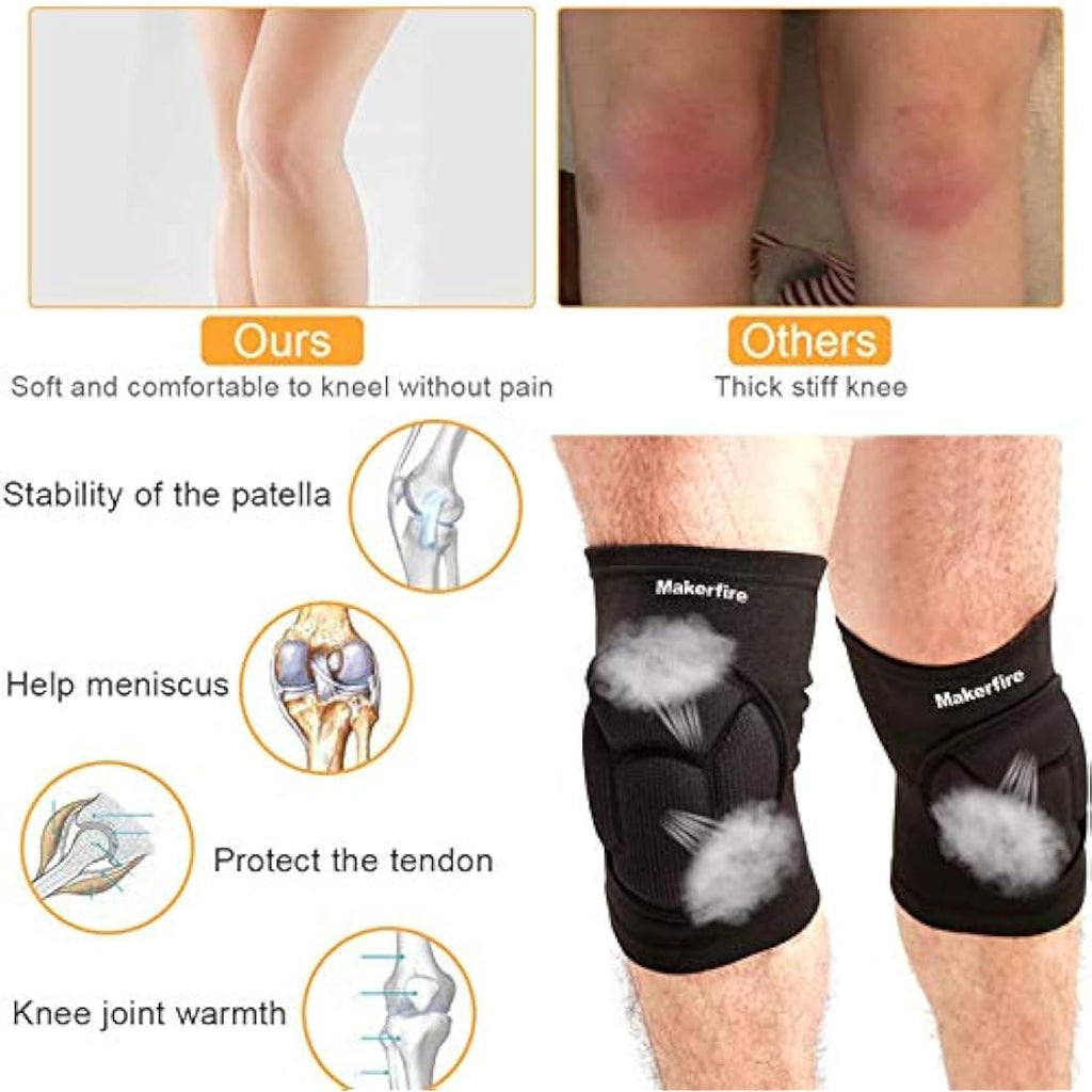 Makerfire Padded Knee Sleeves – Thick Sponge Anti-Slip Support (L)