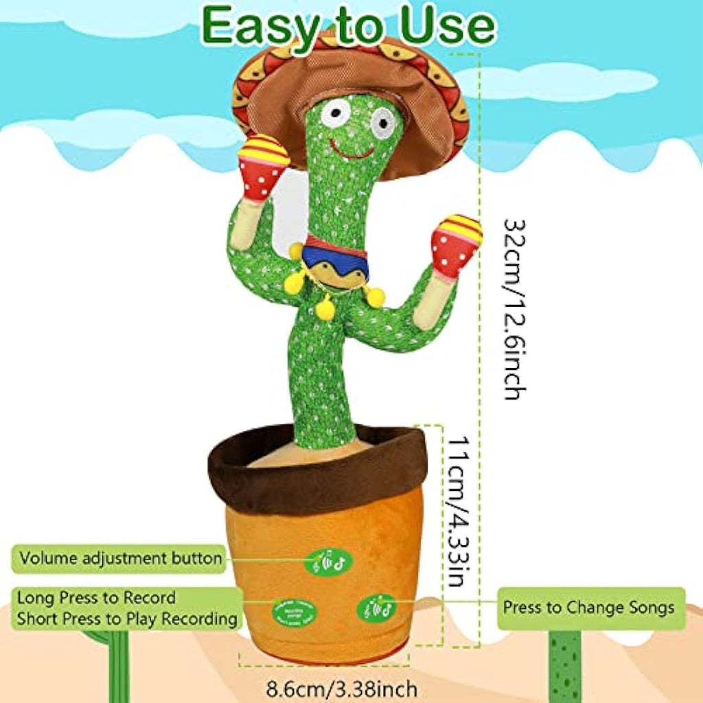 HICAS Dancing Talking Cactus Toy – 120 Songs & Voice Recorder Plush