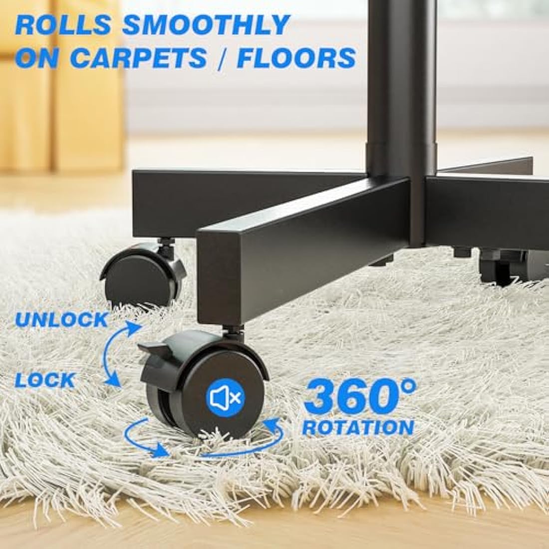 RFIVER Mobile TV Stand – Rolling TV Cart for 27-60 Inch Flat Curved TVs