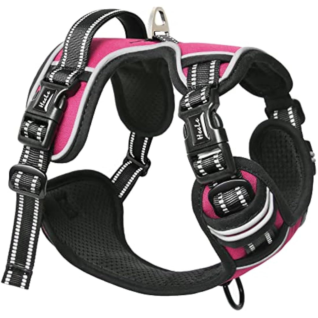HEELE No Pull Dog Harness – Reflective Padded Oxford Vest, Fuchsia, Large