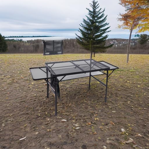 Nice C Folding Grill Table | Adjustable Height Portable Mesh Camping Table