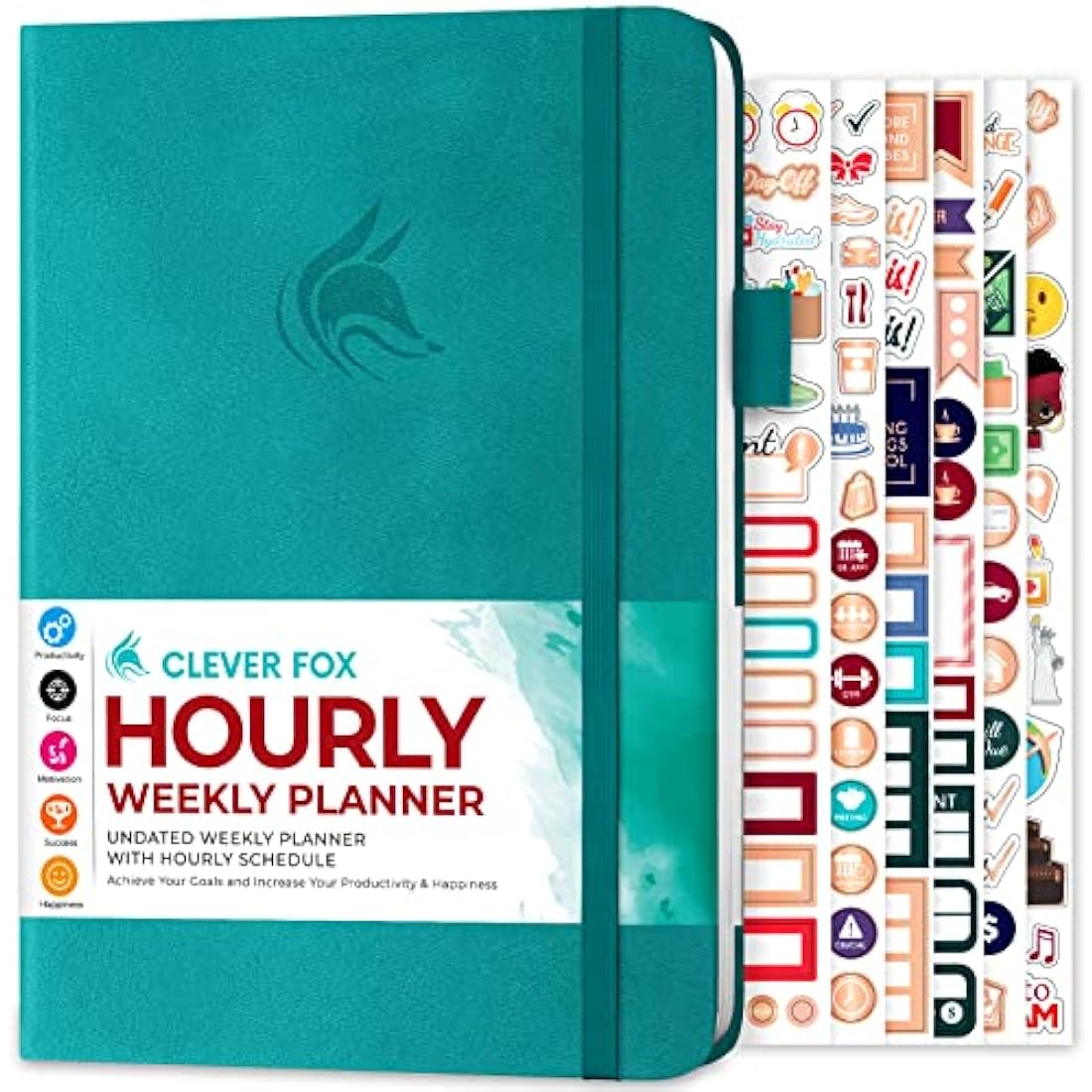 Clever Fox Undated Weekly Planner – A5 Hourly Appointment Book, Turquoise