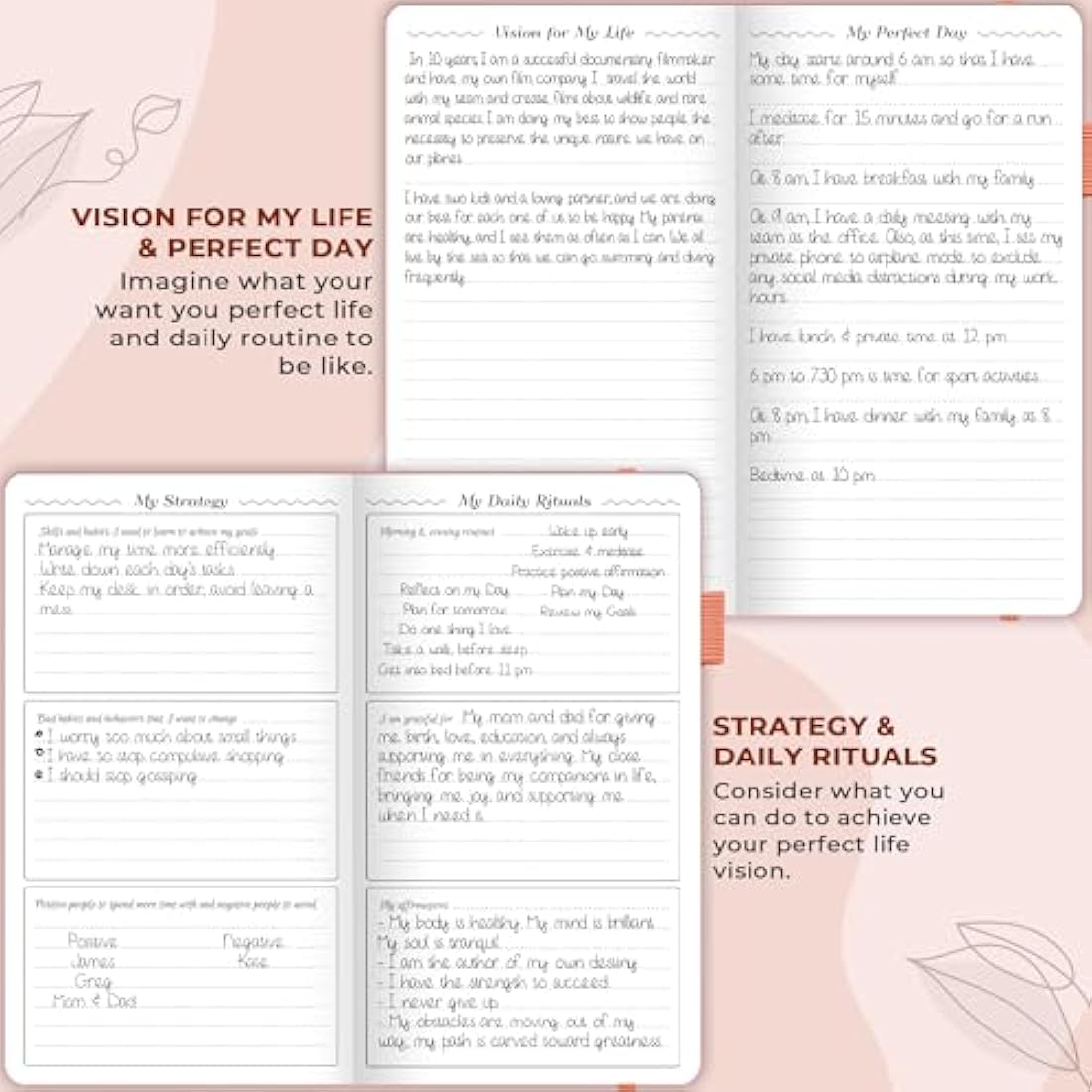 GoGirl Pocket Weekly Planner – Undated Goal Organizer, Peach Pink
