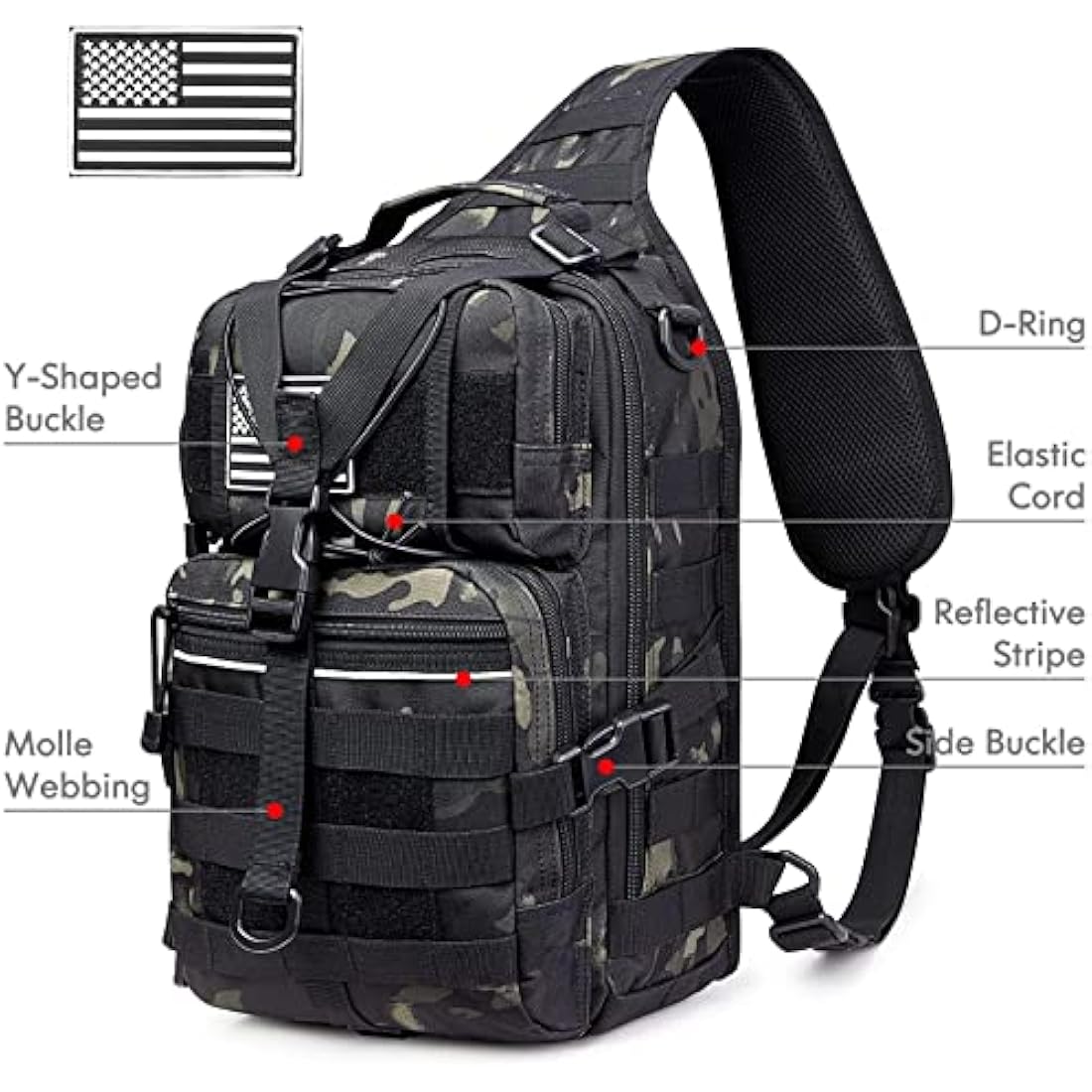 G4Free Tactical Sling Backpack | 15L Molle EDC Military Shoulder Bag