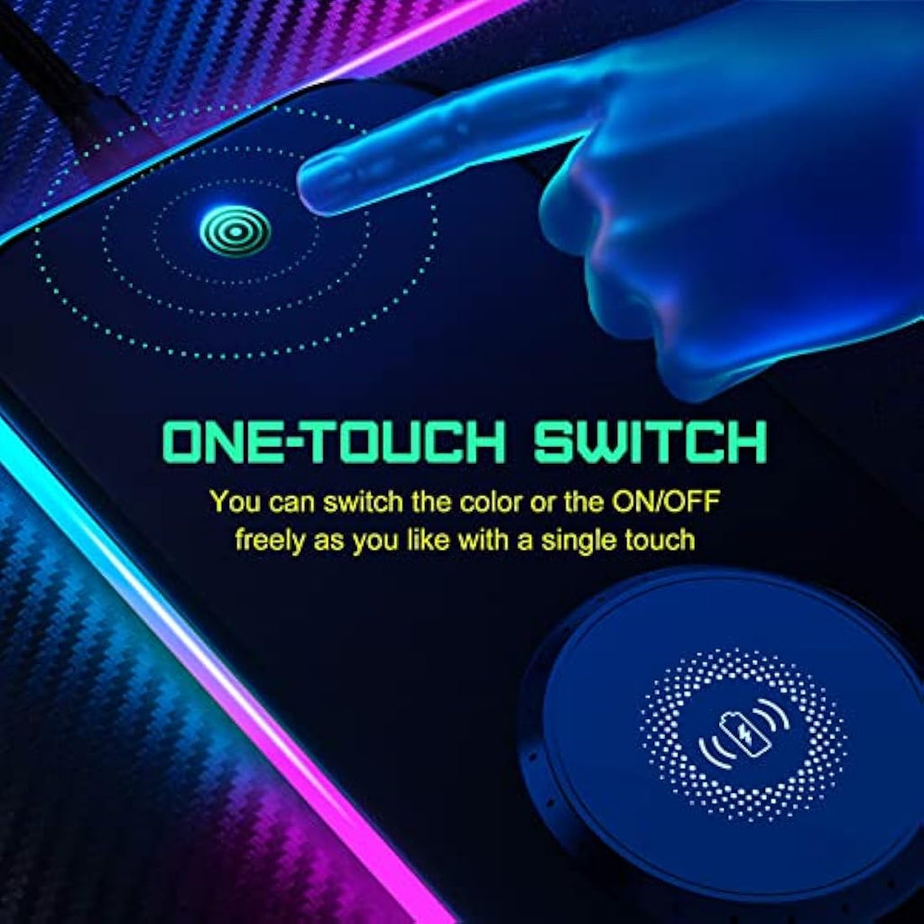 GIM RGB Gaming Mouse Pad – 15W Wireless Charging XXL LED Desk Mat
