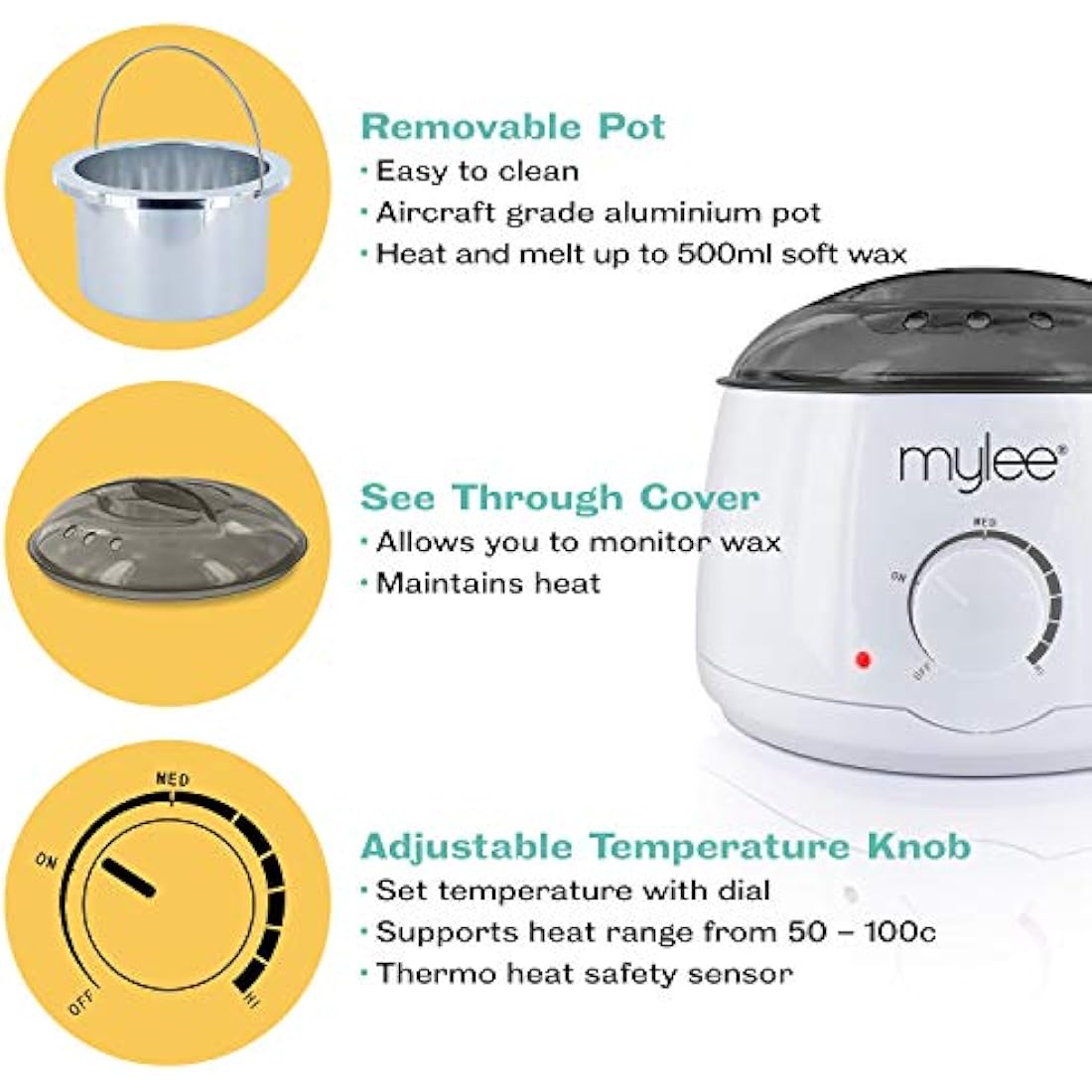 Mylee Professional Wax Heater | 500ml Warmer for Salon Hair Removal