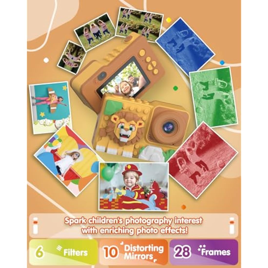 Kizeefun Kids Digital Camera – Building Block Toy with 32GB SD Card