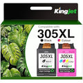 KINGJET 305XL Ink Cartridges Black & Colour for HP DeskJet and Envy