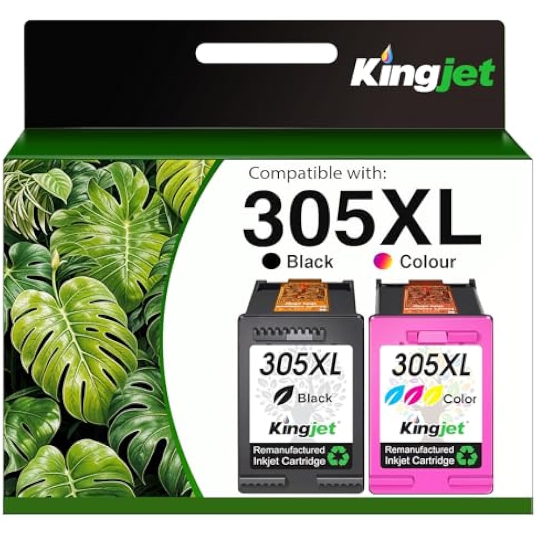 KINGJET 305XL Ink Cartridges Black & Colour for HP DeskJet and Envy