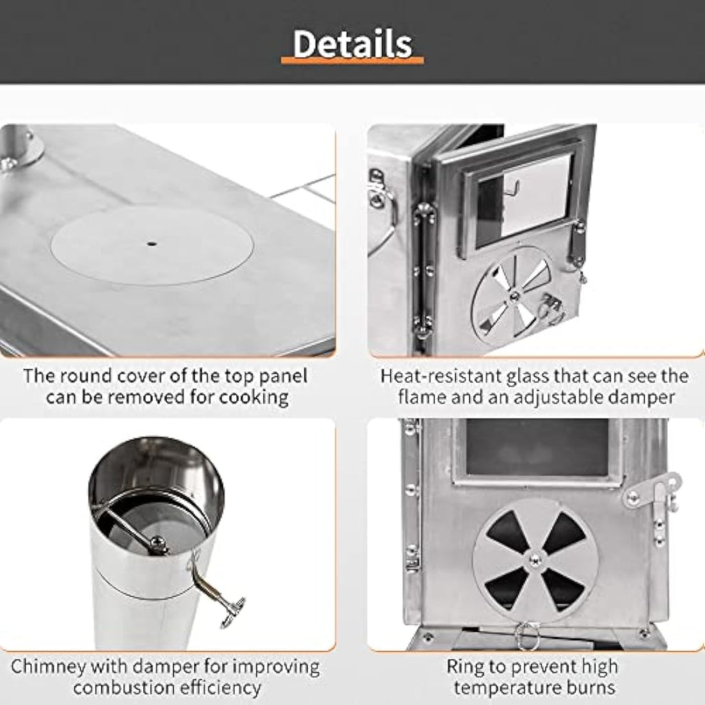 TOMOUNT Portable Wood Burning Tent Stove | Stainless Steel Cookware