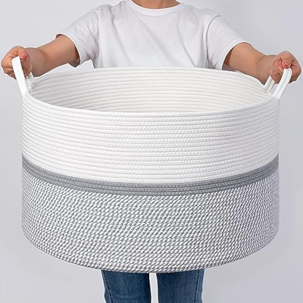 Jolof Store XXXL Cotton Rope Laundry Basket | Large Woven Storage Hamper