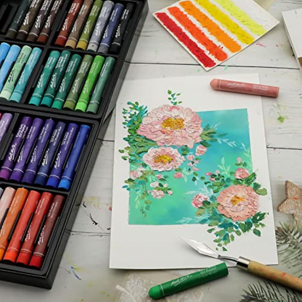 Mont Marte Extra Soft Oil Pastels - 52 Vibrant Colors for Blending & Art