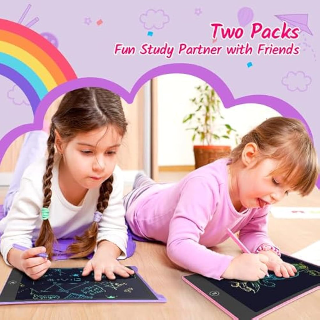 TECJOE 10 Inch LCD Writing Tablet 2-Pack | Colorful Doodle Board for Kids