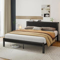 DUMEE King Size Metal Bed Frame with Storage Headboard – Black