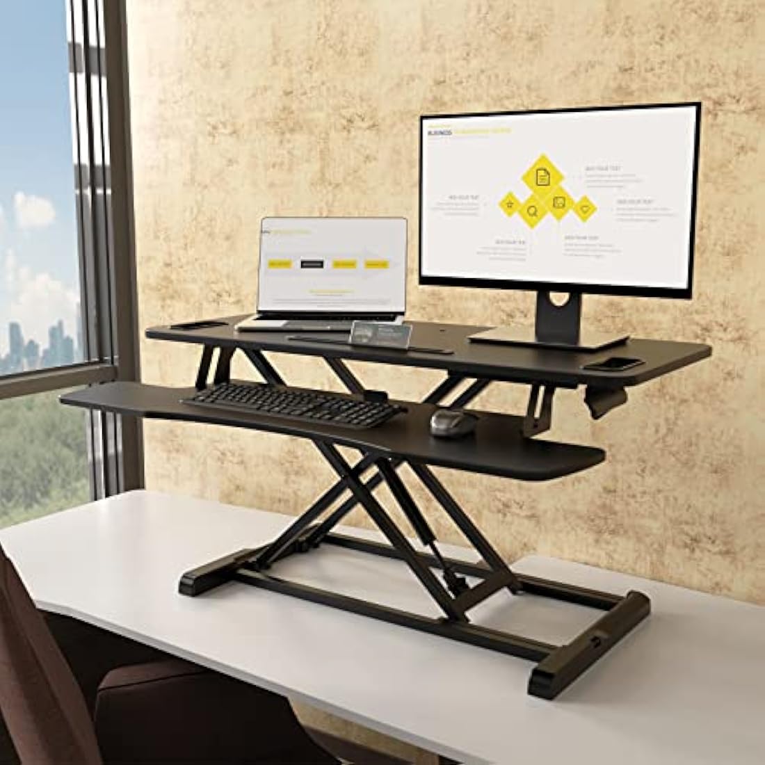 PUTORSEN 37.4" Standing Desk Converter | Height Adjustable Sit Stand Desk