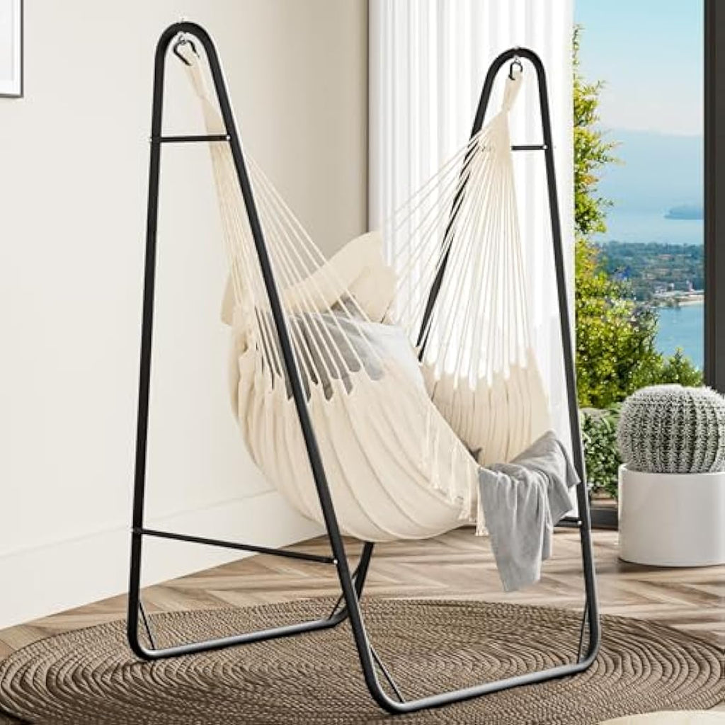 YITAHOME Hammock Chair with Stand | White Steel Frame Swing for Patio