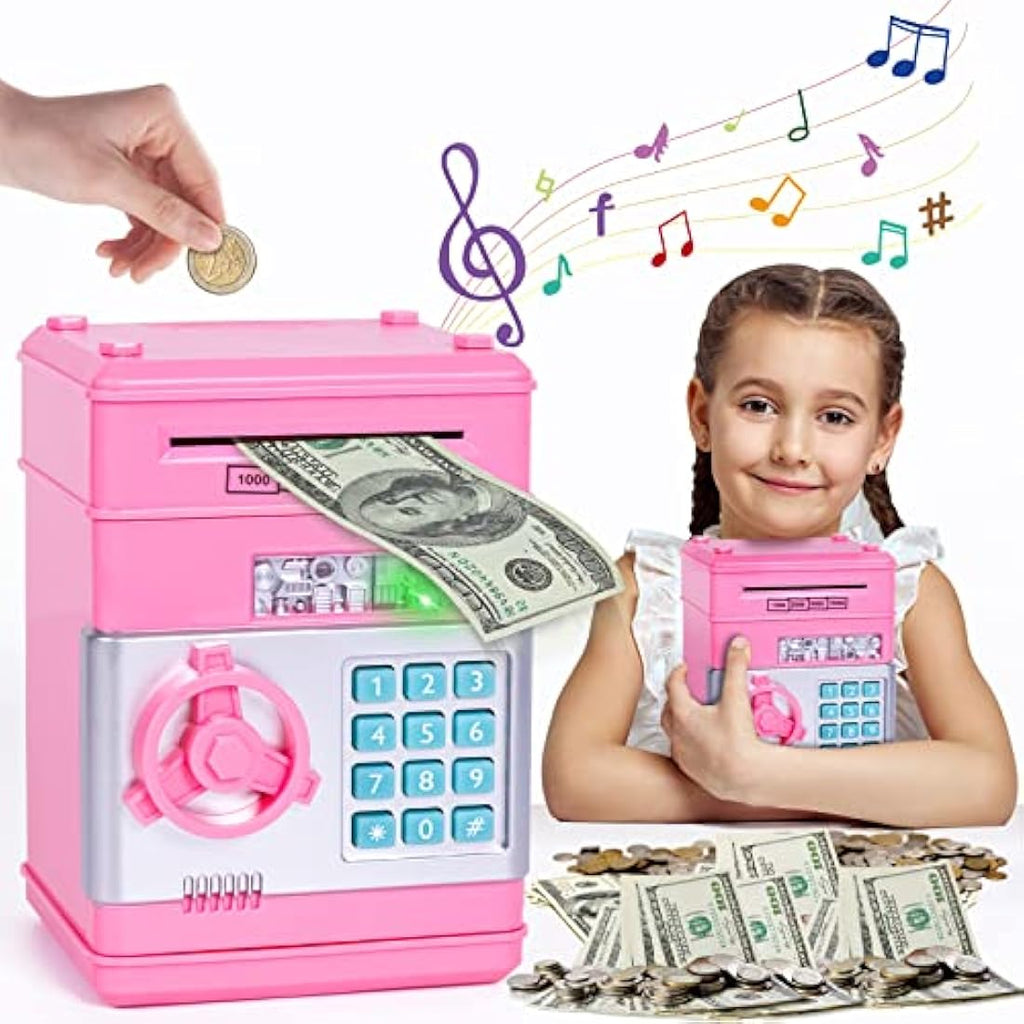 Jolof Store Kids Electronic ATM Piggy Bank – Password Money Safe, Pink
