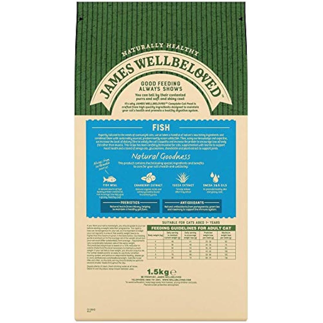 James Wellbeloved Light Adult Fish Dry Cat Food - 3 x 1.5kg Bundle
