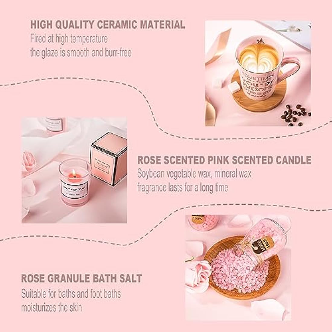 Spa Gift Set – Pink Marble Mug and Self Care Relaxation Hamper