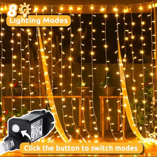 Dekofun 2-Pack 600 LED Curtain Fairy Lights | 6m x 3m Waterproof String