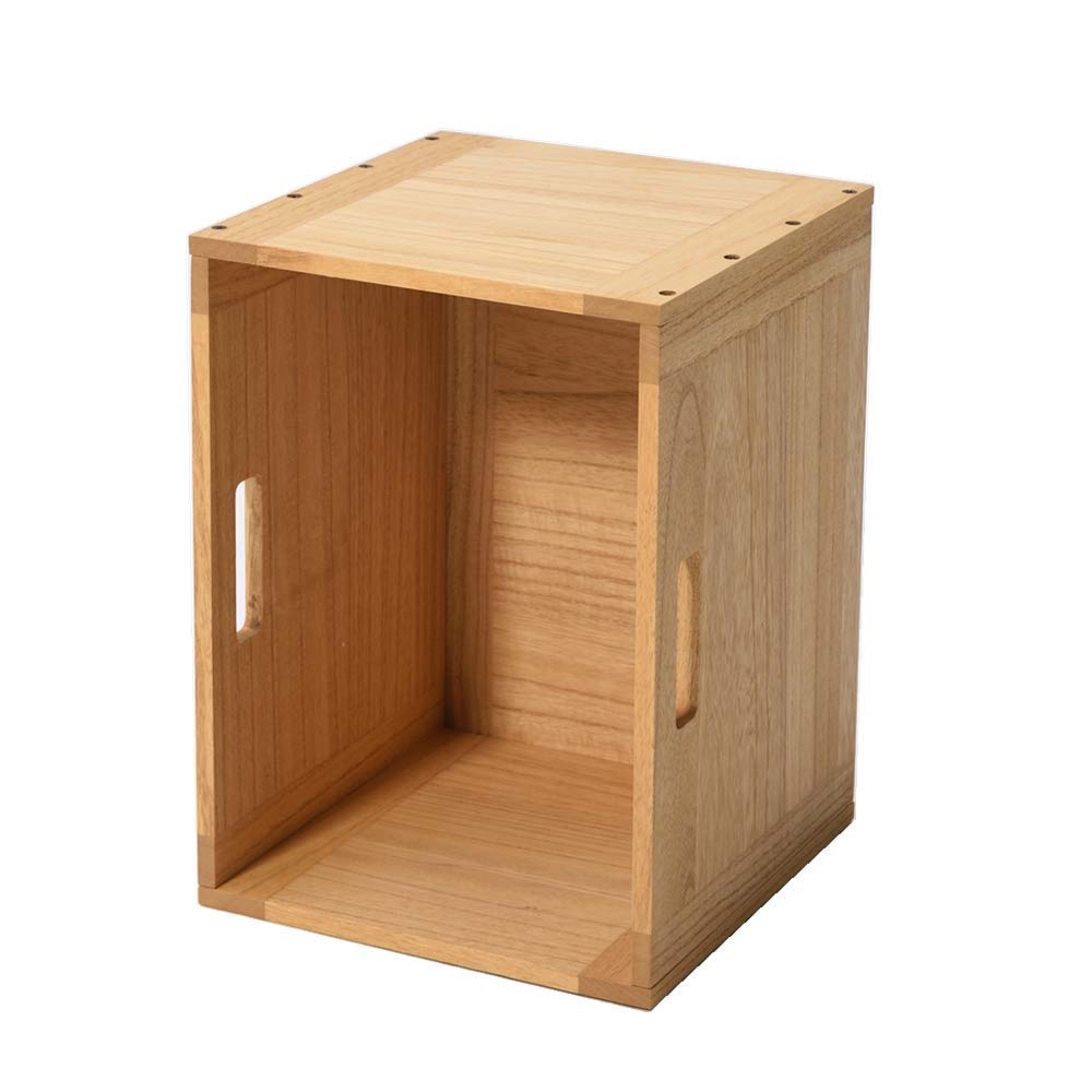 KIRIGEN Stackable Wooden Storage Cube with Handles, Natural - image 1