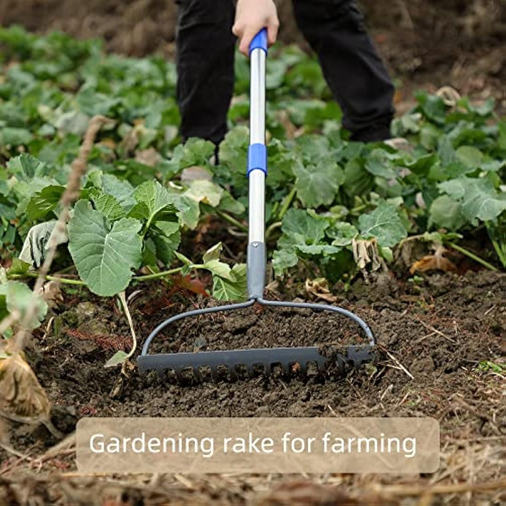 MIYA Garden Rake for Soil | 182CM Long Handle Heavy Duty 14 Tines