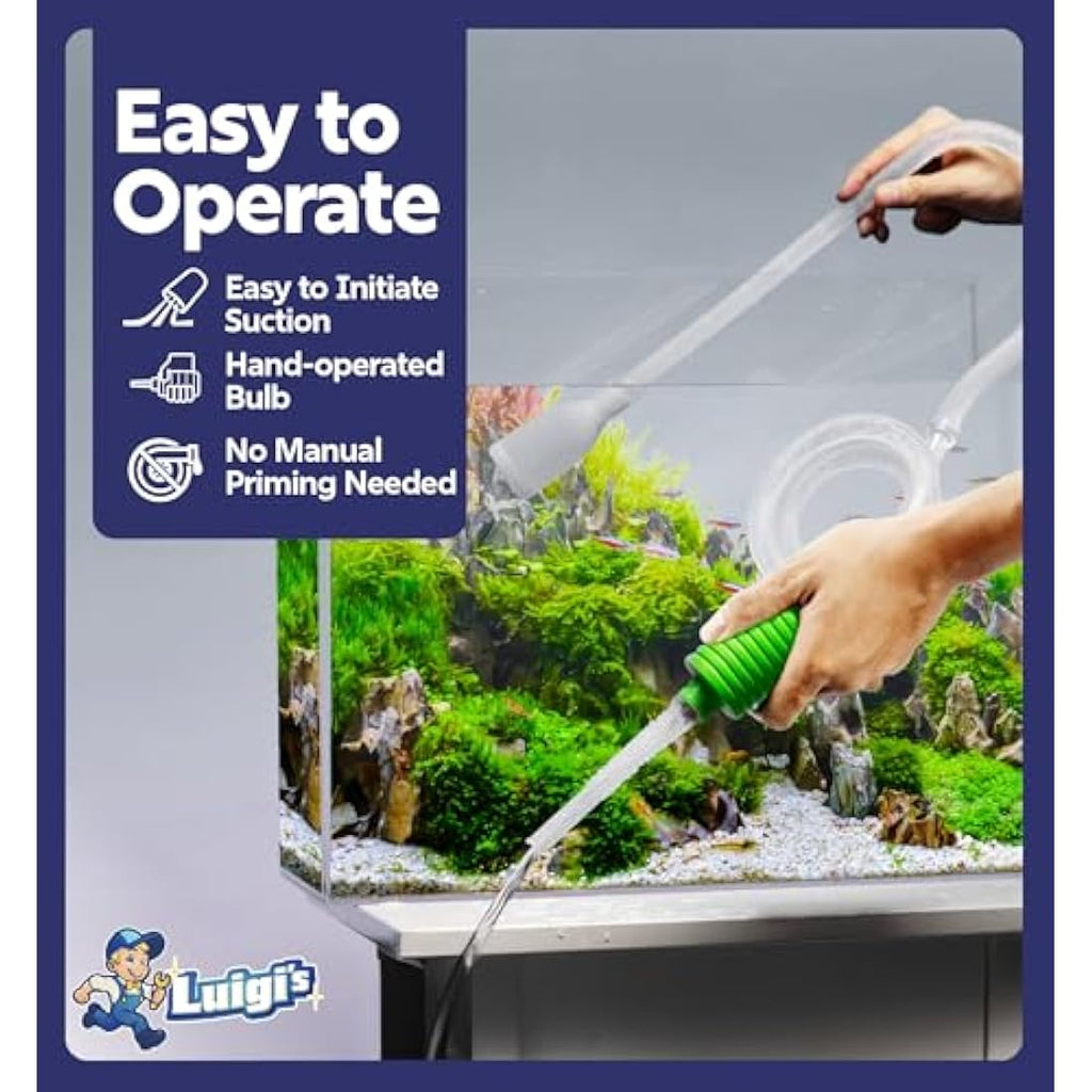 Luigi's 3-in-1 Aquarium Gravel Cleaner – Fish Tank Siphon & Water Changer