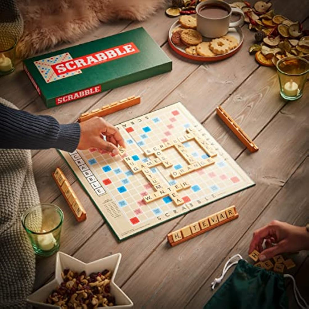 Scrabble Classic Board Game – 1950s Vintage Edition with Wooden Tiles