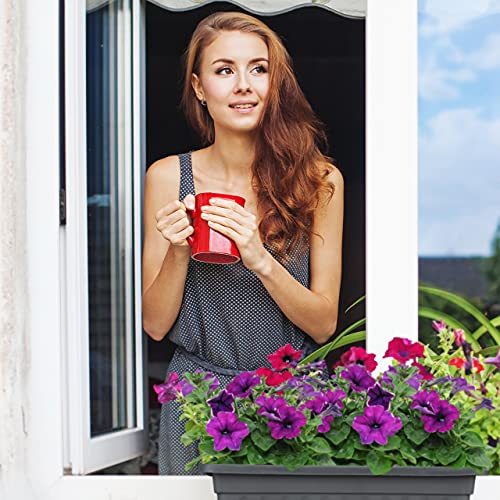 Relaxdays Set of 4 Anthracite Planters – Plastic Balcony Flower Boxes