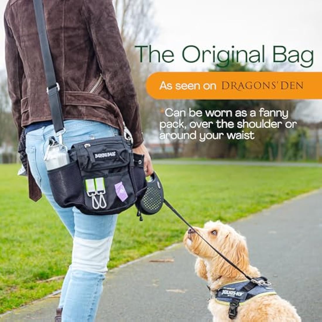 Barking Bags Original Dog Walking Bag – Waterproof Treat & Poop Bag Pouch