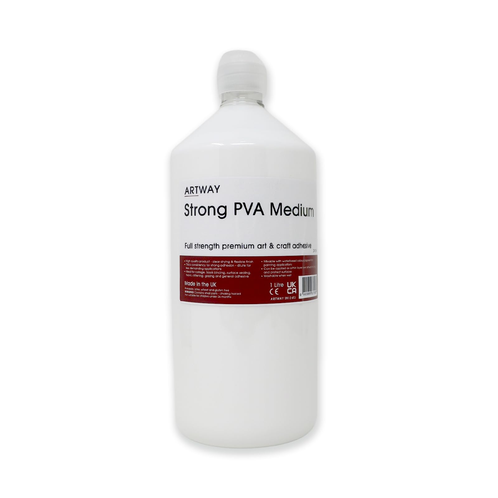 Artway Strong PVA Glue | 1 Litre White Craft Adhesive for Bookbinding