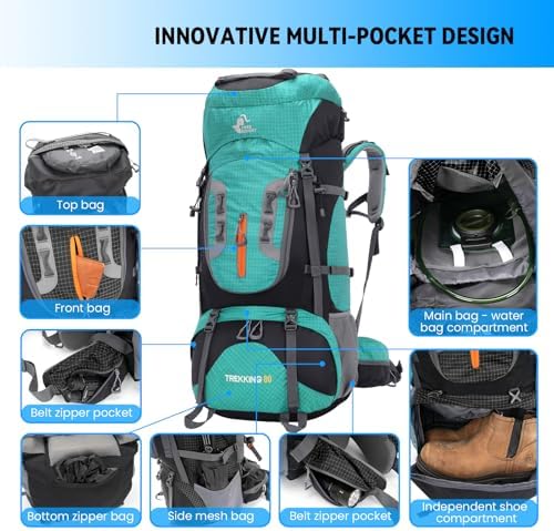 80L Waterproof Hiking Backpack – Large Camping Rucksack