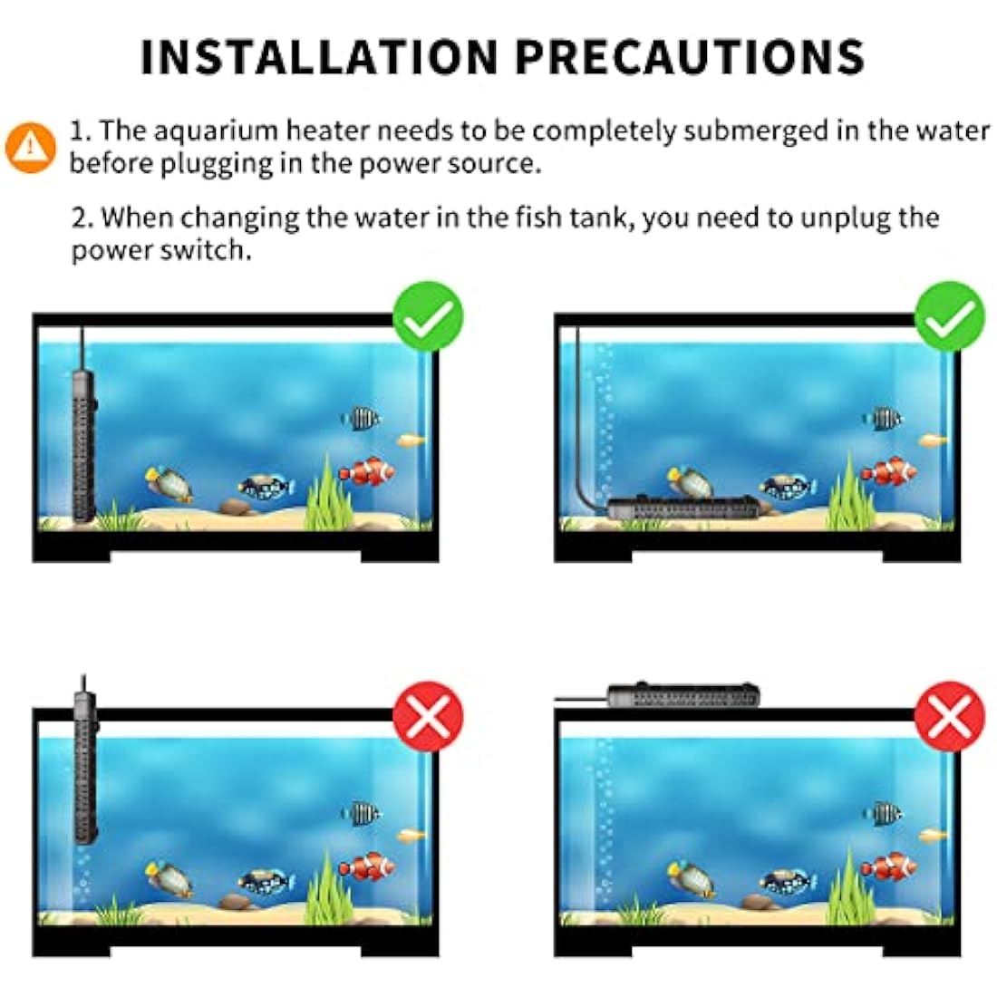 HiTauing Submersible Aquarium Heater | 500W Digital Fish Tank Thermostat