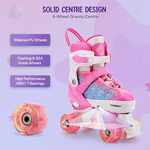 Gonex Adjustable Roller Skates | Light Up Quad Skates for Kids & Beginners