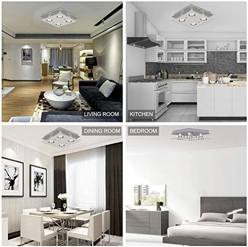 HiBay Modern 4-Way LED Ceiling Spotlight | Chrome Square Flush Light