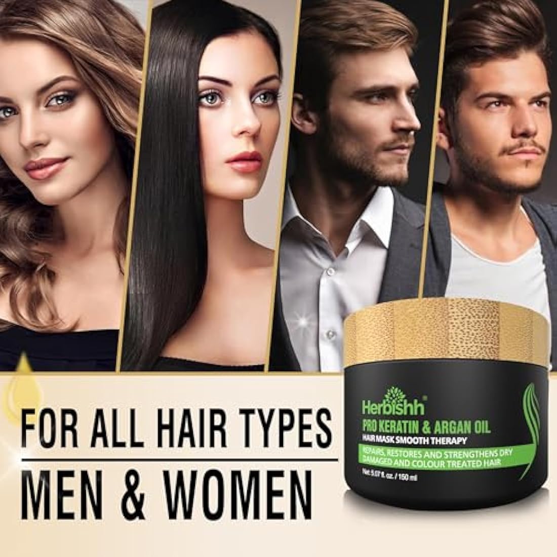 Herbishh Black Hair Color Shampoo 2-Pack with Argan Intense Hair Mask