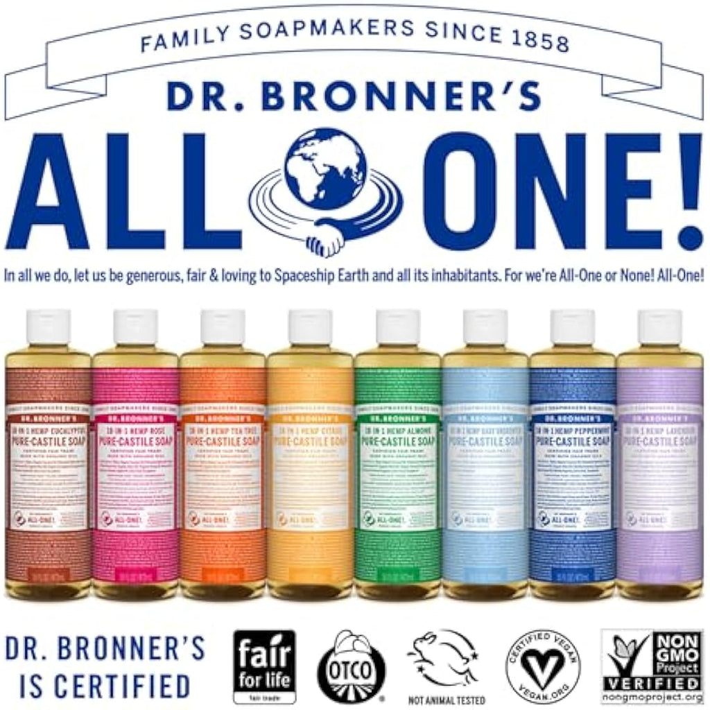 Dr. Bronner's Almond Pure-Castile Liquid Soap – Organic & Vegan, 473ml