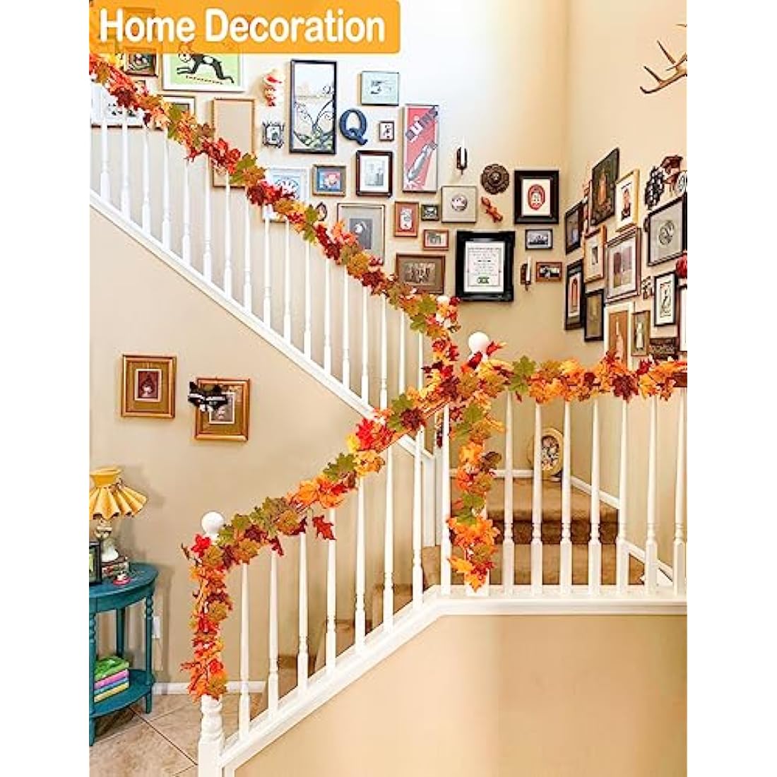 Jolof Store 2-Pack Artificial Fall Maple Leaf Garland – 5.9ft Autumn Vines