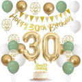 30th Birthday Decorations – Sage Green and Gold Party Kit