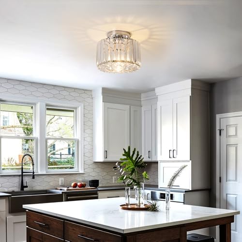 Jolof Store Crystal Ceiling Light – Modern Rose Gold Flush Mount Lamp