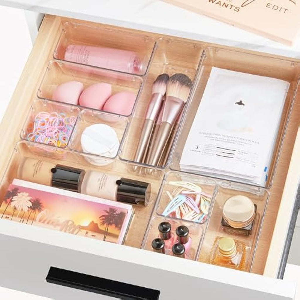 Vtopmart 44 Pack Clear Plastic Drawer Organisers | 4-Size Storage Bins