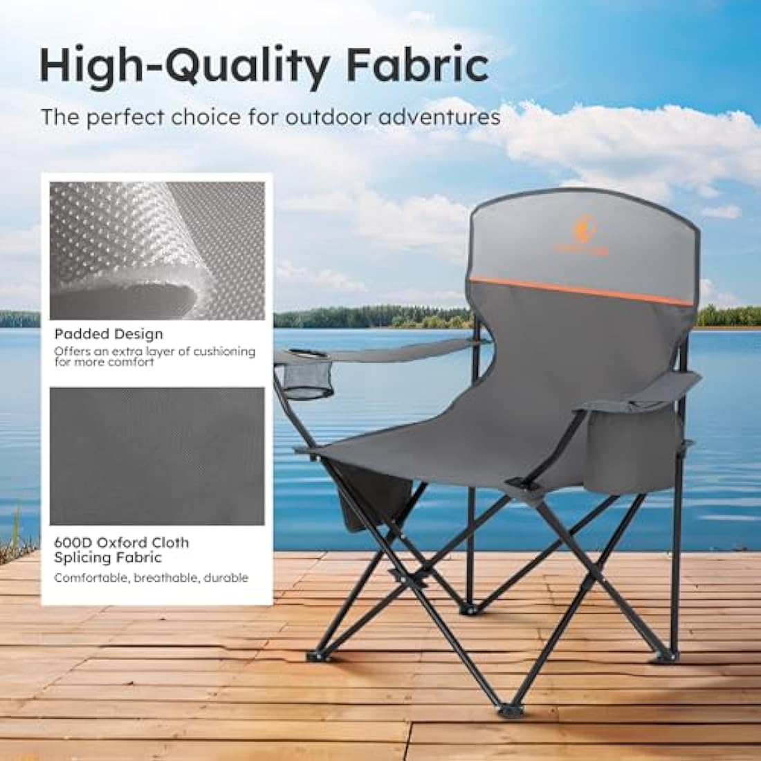 LET'S CAMP Folding Camping Chairs 2 Pack | Lightweight with Cooler Bag