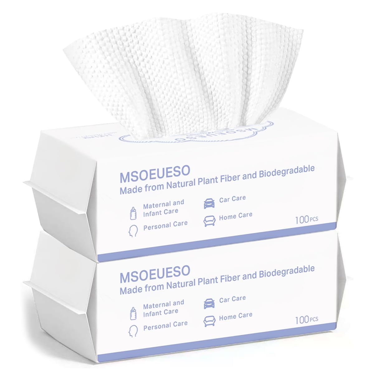 MSOEUESO Disposable Face Towel | 100% Cotton Biodegradable Dry Wipes | 200ct