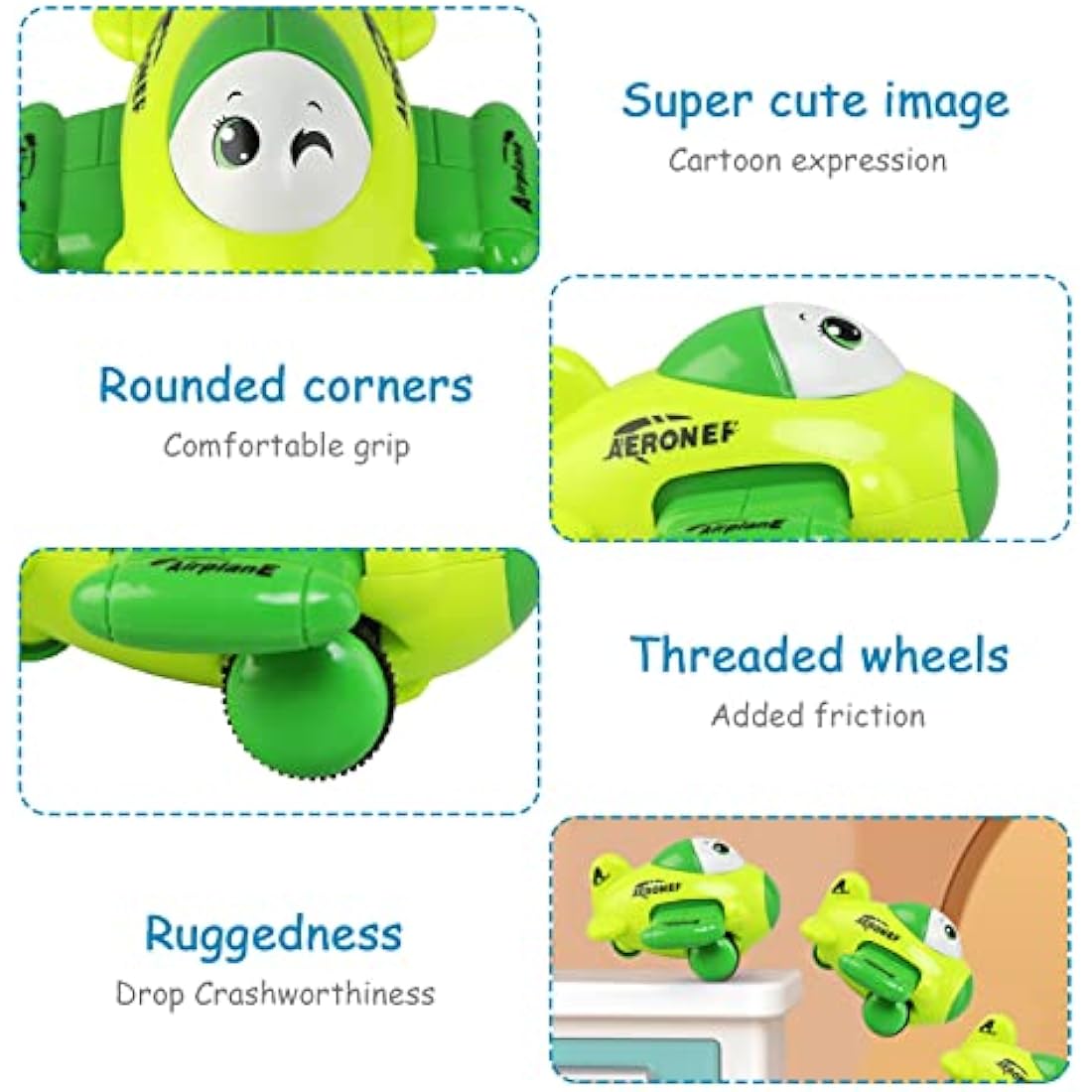 JoyPlus Baby Airplane Toy Set – 4 PCS Friction Powered Push and Go Cars
