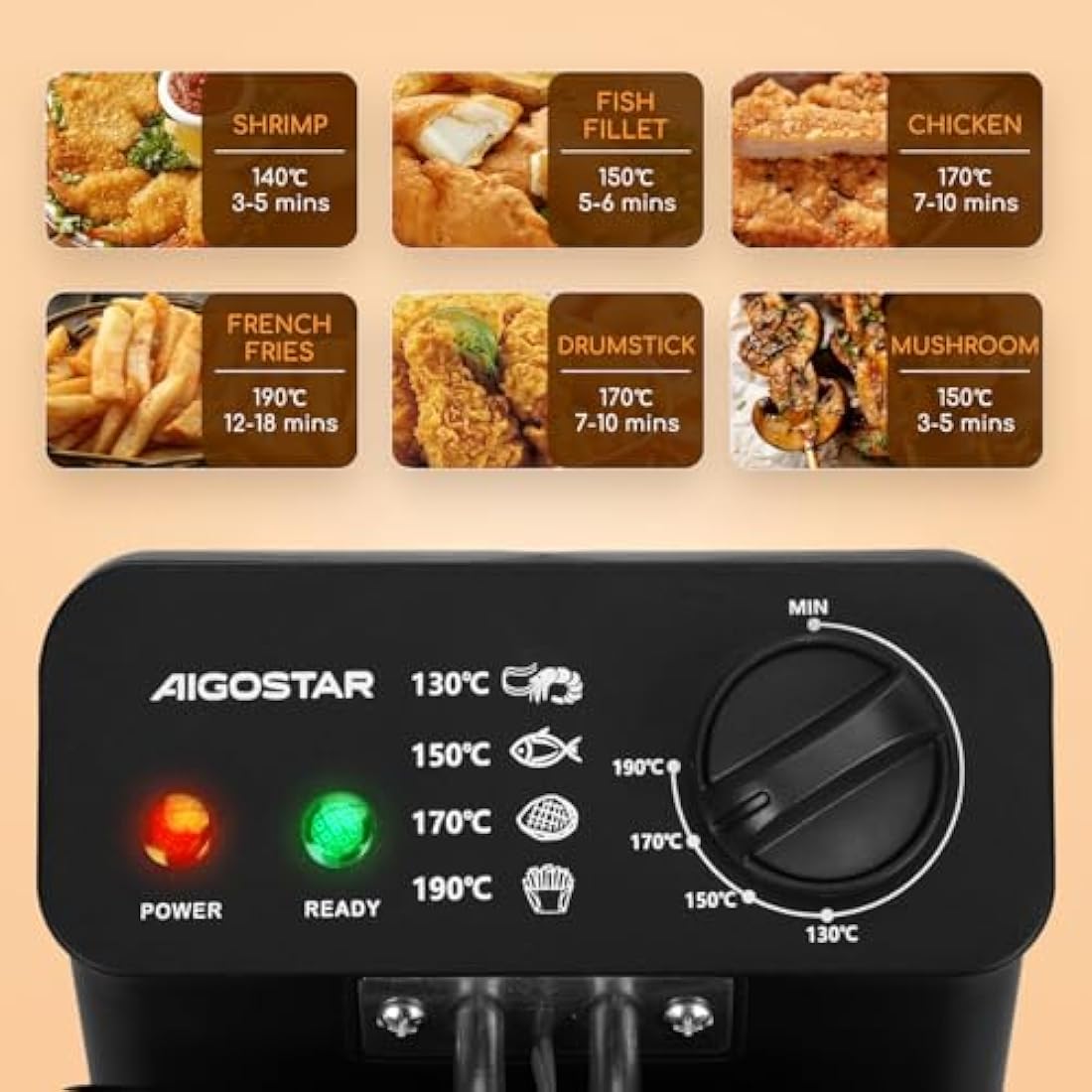 Aigostar 3L Deep Fat Fryer – 2200W Stainless Steel Electric Fryer