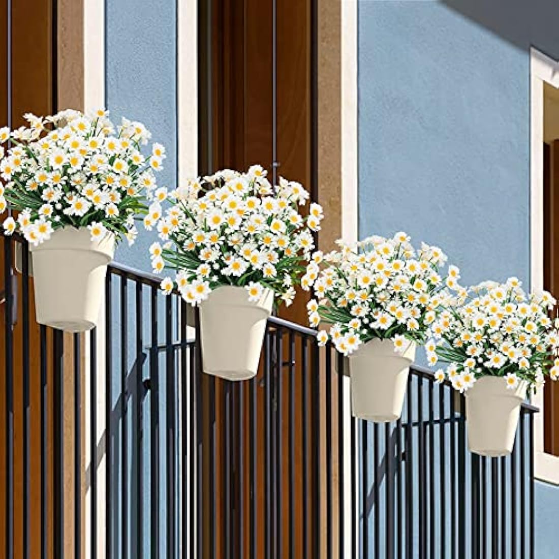 Jolof Store Artificial Daisy Flowers | 4PCS UV Resistant Faux Plants - White