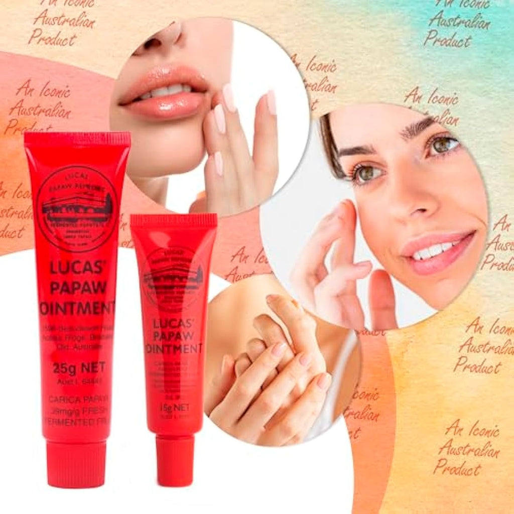 Lucas Pawpaw Ointment - Natural Australian Lip & Skin Balm (2x15g + 2x25g)